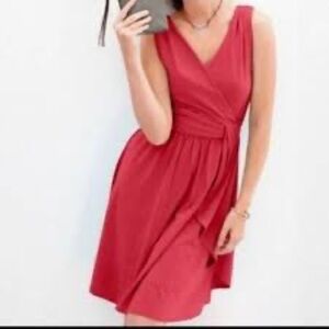 Garnet Hill Goddess Siren Knit Dress Coral Surplice